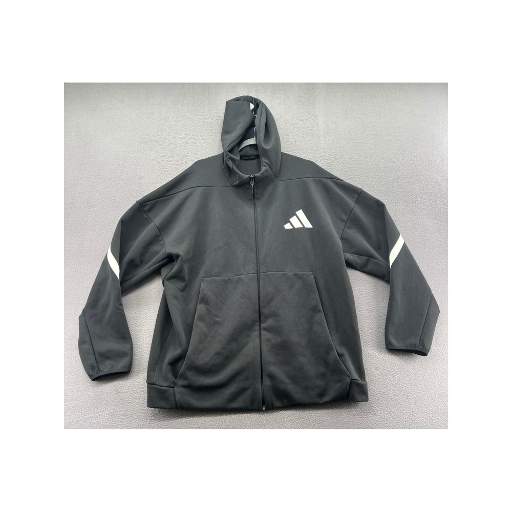 Adidas Z.N.E. Track Jacket Mens XL Full-Zip Hooded Black 3-Bar Logo
